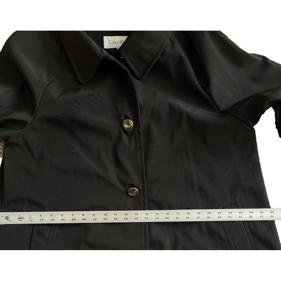 Calvin Klein Black Lined Swing Raincoat Dress Coat Winter Jacket Sz 14 Chest 47 - Picture 8 of 15